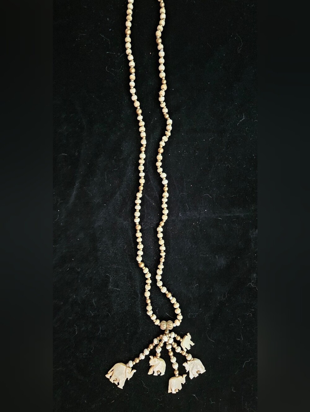 Handcrafted Cream Elephant Pendant Beaded Necklace - Women Jewelry
